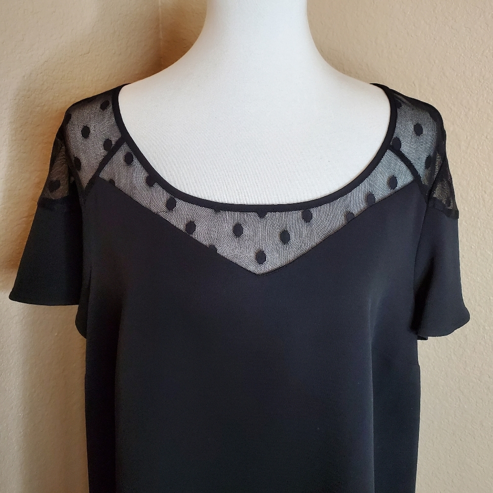 Torrid Crepe Mesh Dot Flutter Sleeve Top - image 6